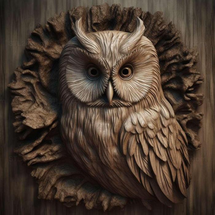 Nature and animals (owl 4, NATURE_136) 3D models for cnc
